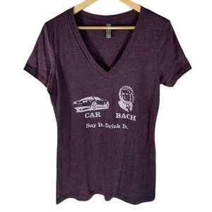 Karbach Brewing Women's Size XL Purple V-Neck T-Shirt Graphic Tee‎ Short Sleeve